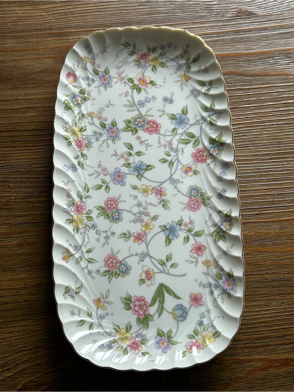 Andrea by Sadek Floral Porcelain Serving Platter - Pastel Multi-Color